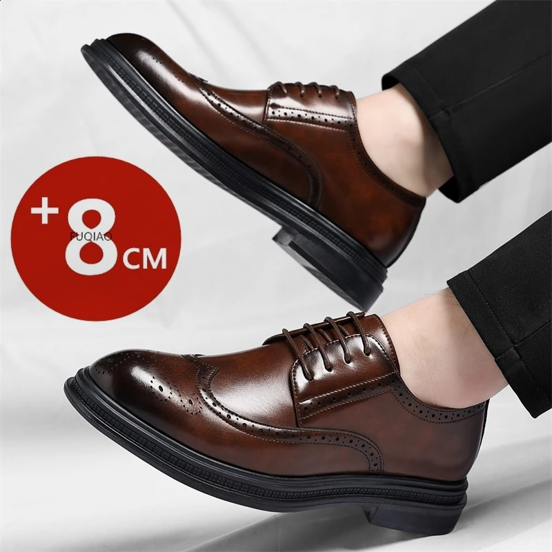 Big Size Man Elevator Shoes Business Dress Leather 368cm Men Formal High Quality Brogues Oxfords Versatile Wedding 260624 - view 4