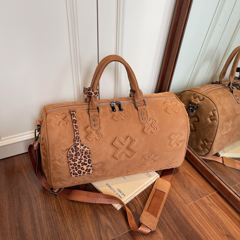 Designer Duffel Bag Fashion Embossed Large Capacity Travel Duffle Bag, PU Textured Thickened Durable Luggage Tote, Multifunctional Gym Yoga Swimming S - view 3