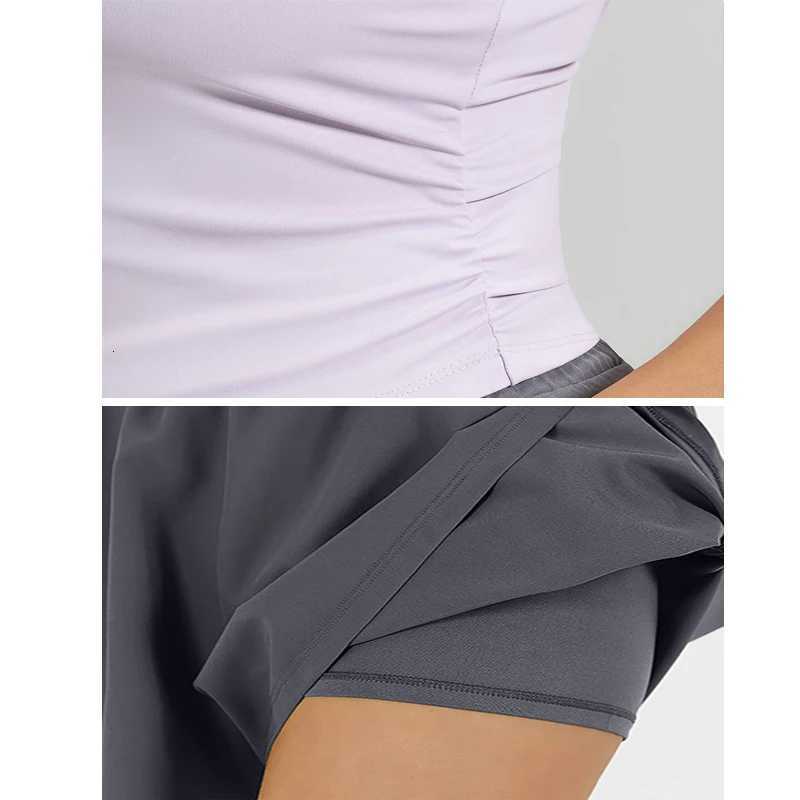 Sets Matching Womens Fixed Pilates Built-In Bra Pads Tank Top with Pockets Loose Workout Shorts High Stretch 2 Piece Yoga Sets M260626 - view 6