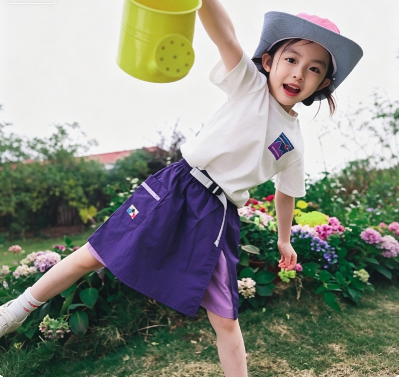 Kids Mountain Style Irregular Patchwork Skort Elastic Waist Quick Dry Outdoor Hiking Skirt Pants for Girls 26AG3195 - view 6