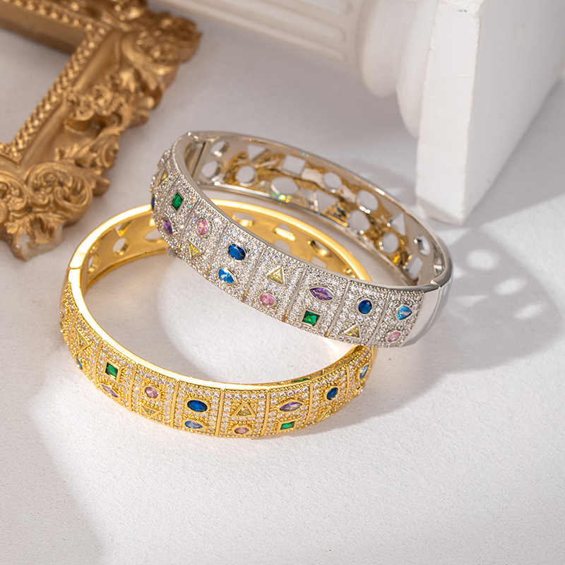 Bracelets European And American Zircon Bracelets With Colorful Designs Zircon-Inlaid Light Luxury Bracelets Multicolored Bangles - view 5