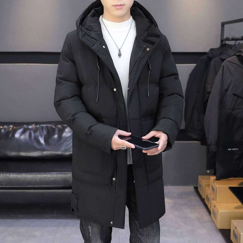 Hooded jacket for men, medium to length, thick and warm long jacket, cold proof winter coat, cotton j J260626 - view 6