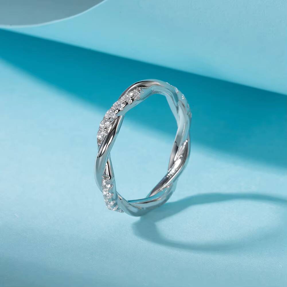 RINNTIN SR317 Factory Wholesale Popular Single Row Diamond Ring Moissanite Fine Jewelry Twist Custom Rings for Girls - view 6