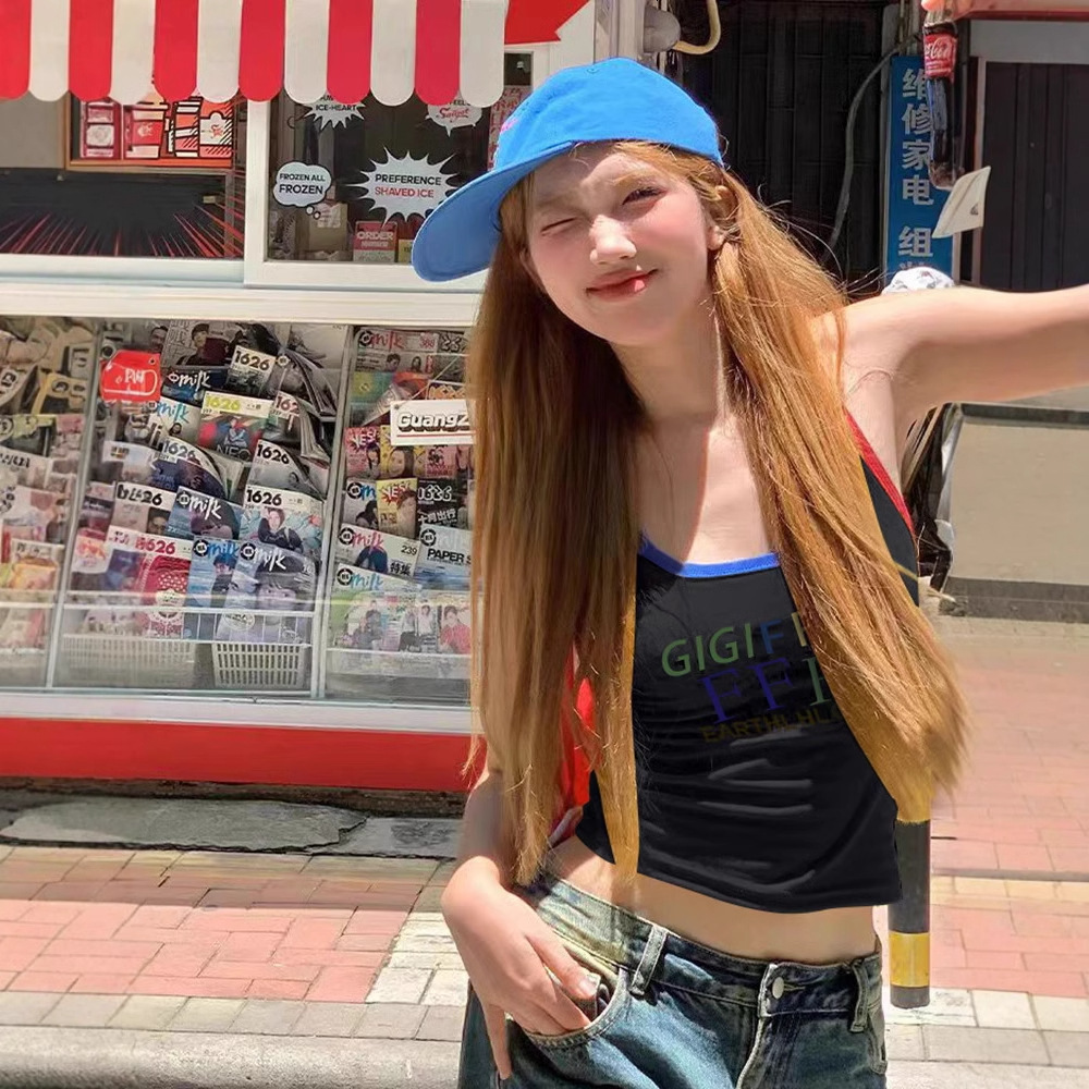 Spicy girl vest, 2026 summer new slim fit multifunctional slim fit color letter printed small vest top sleeveless top sexy suspender - view 3