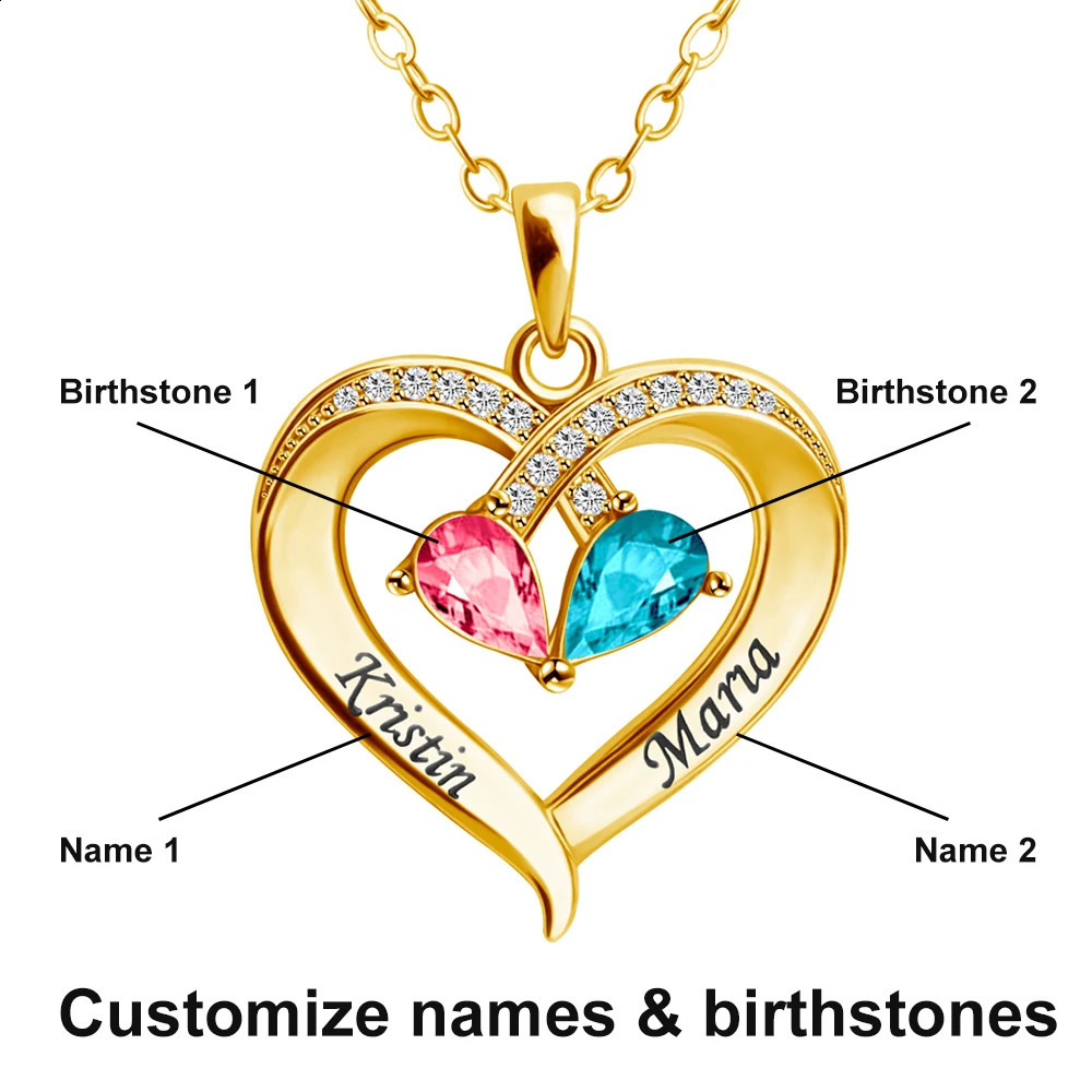 MaiLun Custom Names Heart Pendant Necklace Custom Birthstone Necklace Personalized Mothers Day Necklace Jewlery Gift 260626 - view 3