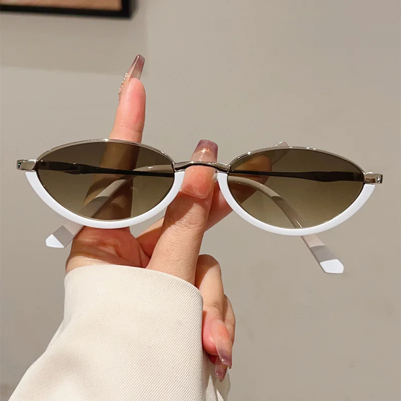 Small Frame y ner Vintage Cat Eye Sunglasses Women For Men Metal Sun Glasses Punk Sexy Ladies Eyeglasses 260626