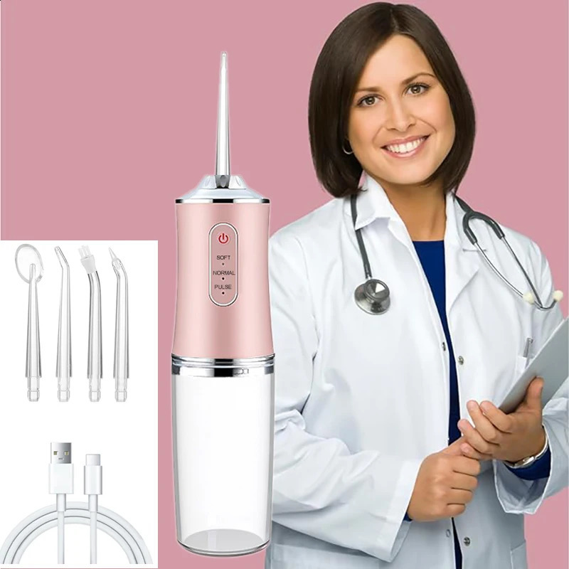 USB Portable Oral Irrigator Water Flosser Dental Jet Tools Pick Cleaning Teeth 200ML 4 Nozzles Mouth Agents 260626 - view 3