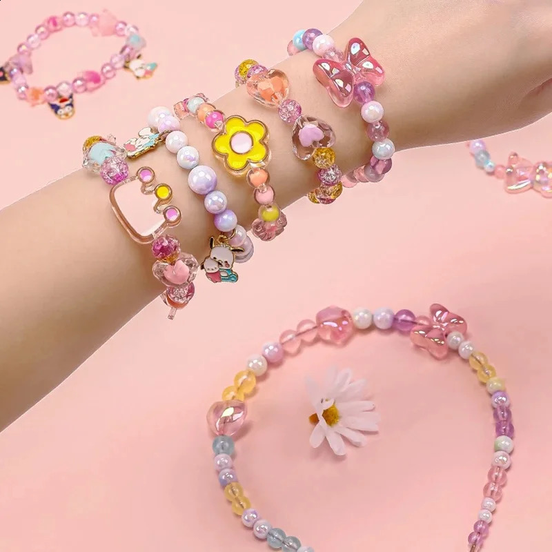 174pcsBox Heart Acrylic Beads Flower Round Spacer Loose Beads Kits for Bracelet Necklace Jewelry Making Accessories 260626 - view 4