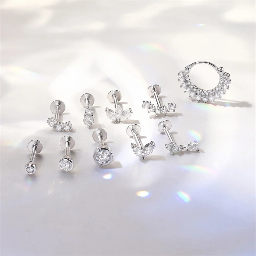 Aide Diamond Stud Earrings for Women Orginal 925 Sterling Silver Screw Back Women Flat Back Earring Jewel 260626 - view 4