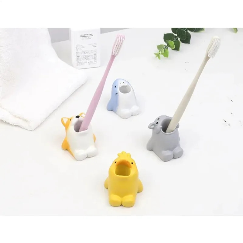 Cartoon Animal Toothbrush Holder Cute Corgi Shark Storage Stand Makeup Brush Stationery Countertop Organizer Bathroom Decoration 260626 - view 7