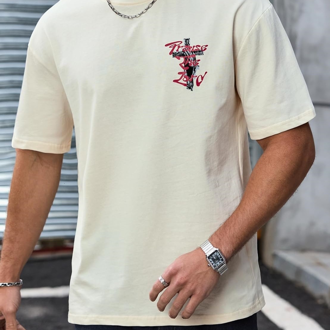 Designer Men Breathable Cotton T-Shirt, Daily Casual Space Theme Tie Dye Short Sleeve Top Plus Size - view 3
