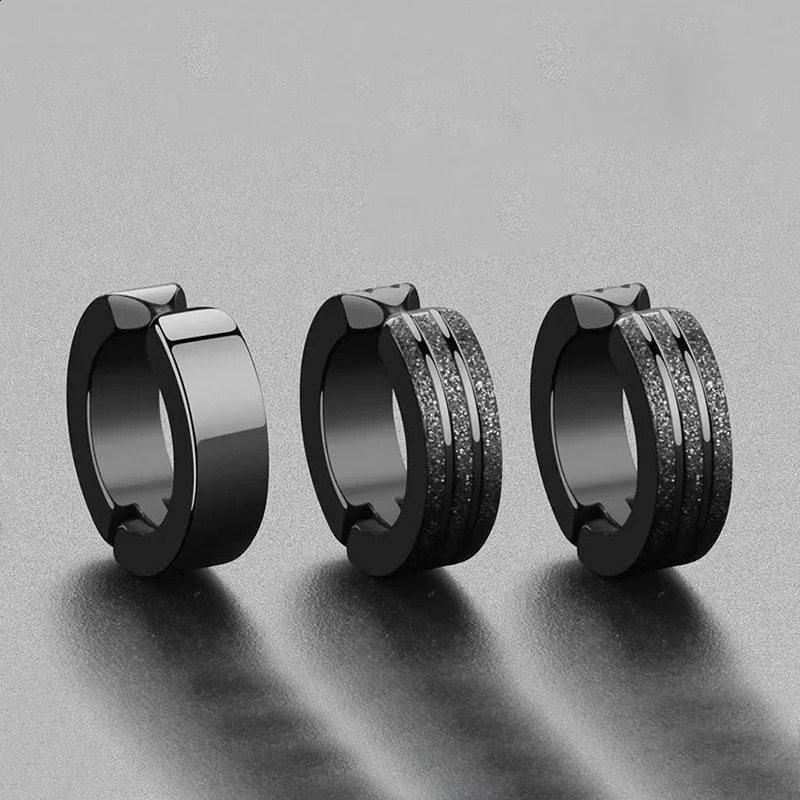 2pcs Non Piercing Frosted Scrub Groove Ear Clip Stainless Steel Small Circle Hoop Earrings for Women Men Punk Jewelry 260623