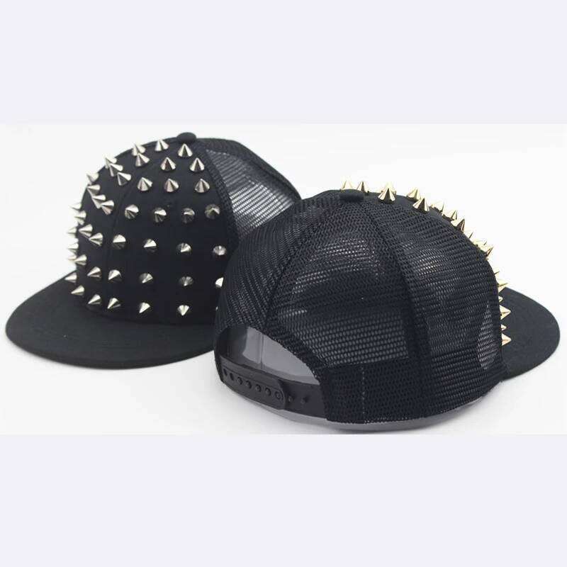 Men and Women's Rivet Flat Hat Punk Rock Hip Hop Stud Baseball Caps Y2K snapback cap outdoor gorras para hombres casquette homme W260626 - view 4