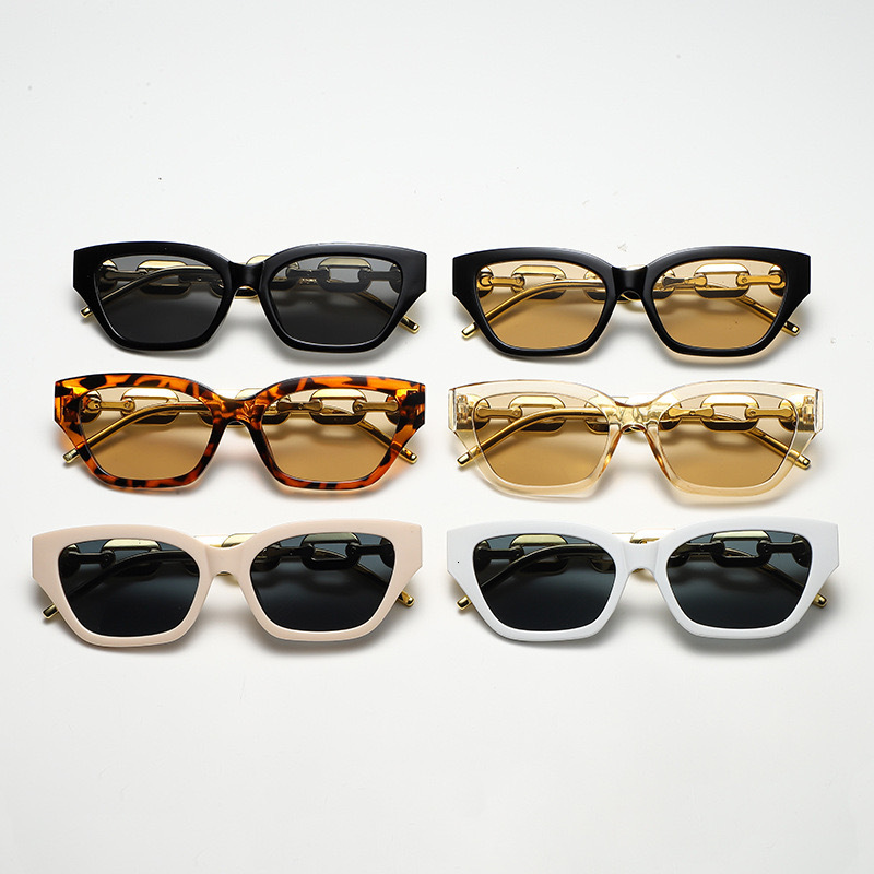 2026 Designer's Popular Cat Eye Sunglasses For Women Personalized Chain Retro Glasses Trendy Street Photography UV Protection Luxurious Sun Shadi - view 3