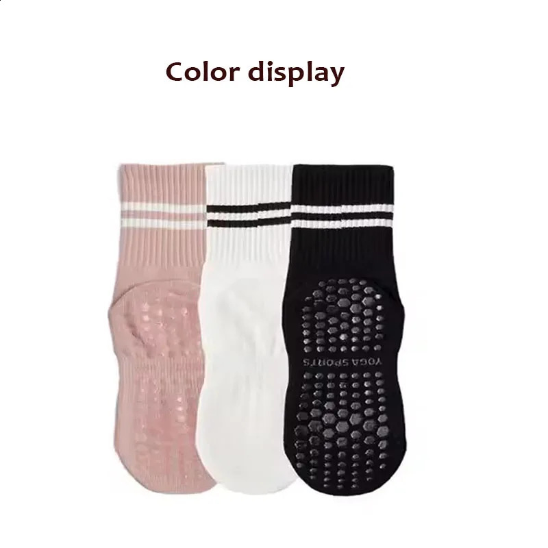 3-Pair Female Pilates Indoor Anti Slip Silicone Floor Socks Breathable Double Bar Middle Socks Fitness Dance Exercise Yoga Socks 260626 - view 6