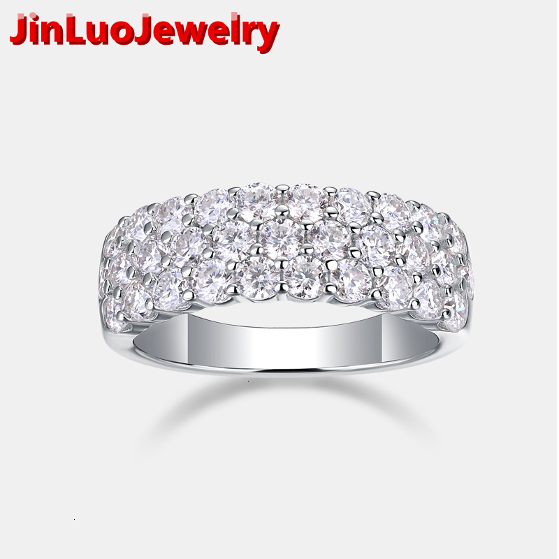 Fashion Hypoallergenic Three Layered Moissanite Ring Women 925 Sterling Sliver Wedding Engagement Promise Ring