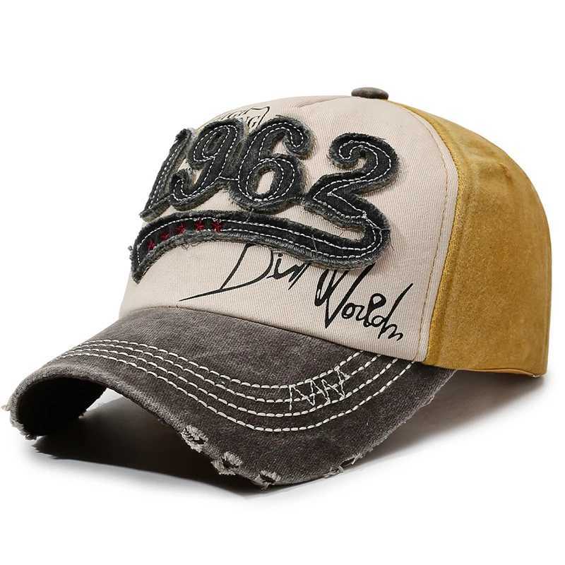 Letter Unisex Retro 1962 Numbered Baseball Color-Blocked Washed Duckbill Hat Adjustable Retro Style Outdoor M260626 - view 4