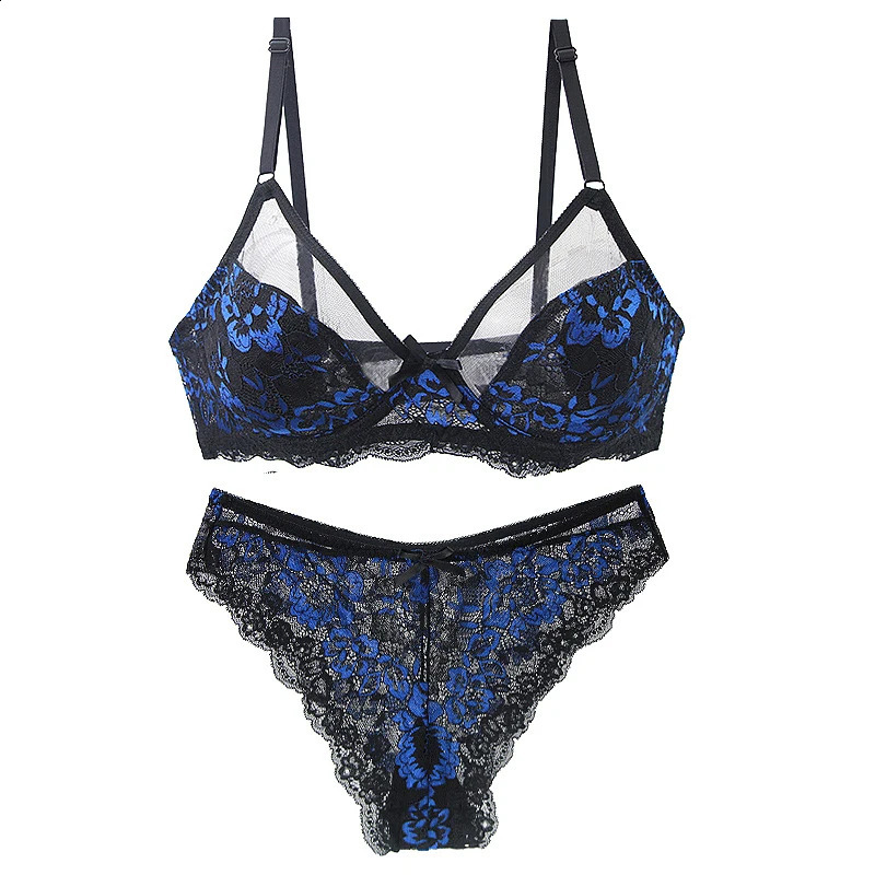 UltraThin Thick Bra Sets 3475 3680 3885 4090 4295 44100 46105 BCDE Cup Underwear Transparent Embroidery Lace Lingerie 260626 - view 6