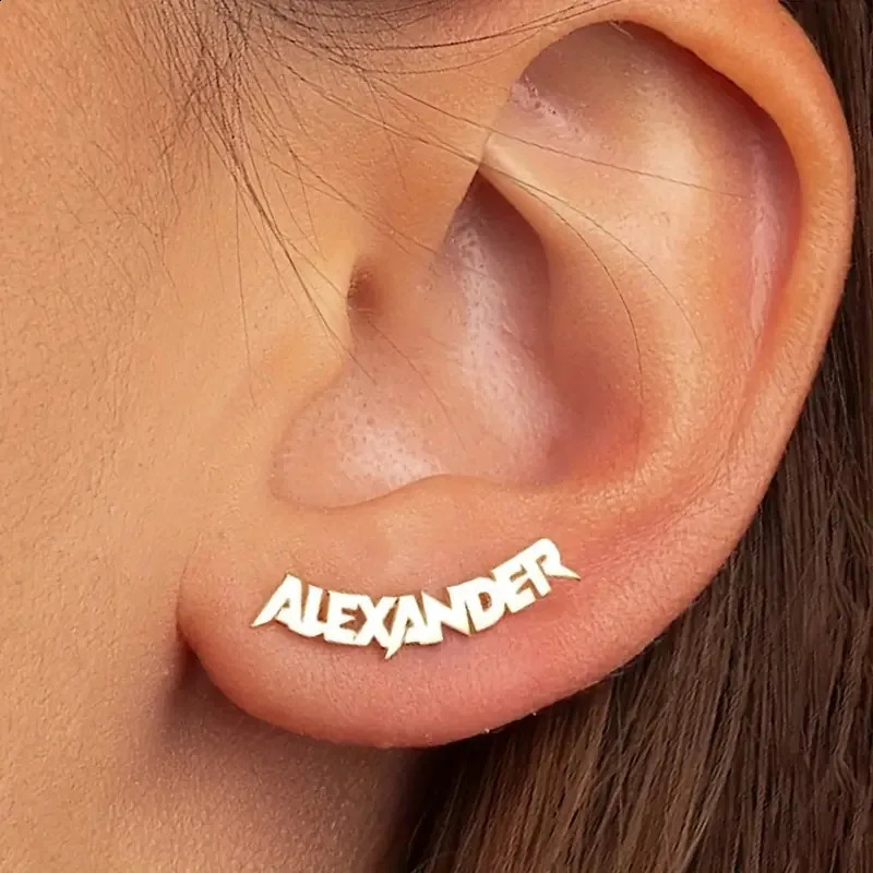 Custom Punk Name Stud Earrings For Women Men Stainless Steel Customized Earring Female Personalized Ear Jewelry Birthday Gift 260626 - view 1