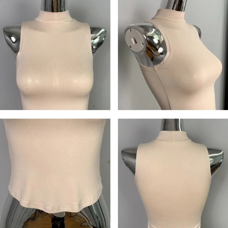 Korean Version Cinching Waist Solid Slim Sexy Crop Top 2026 Summer High Neck Sleeveles Tank Inner Wear Camisole 260618 - view 7