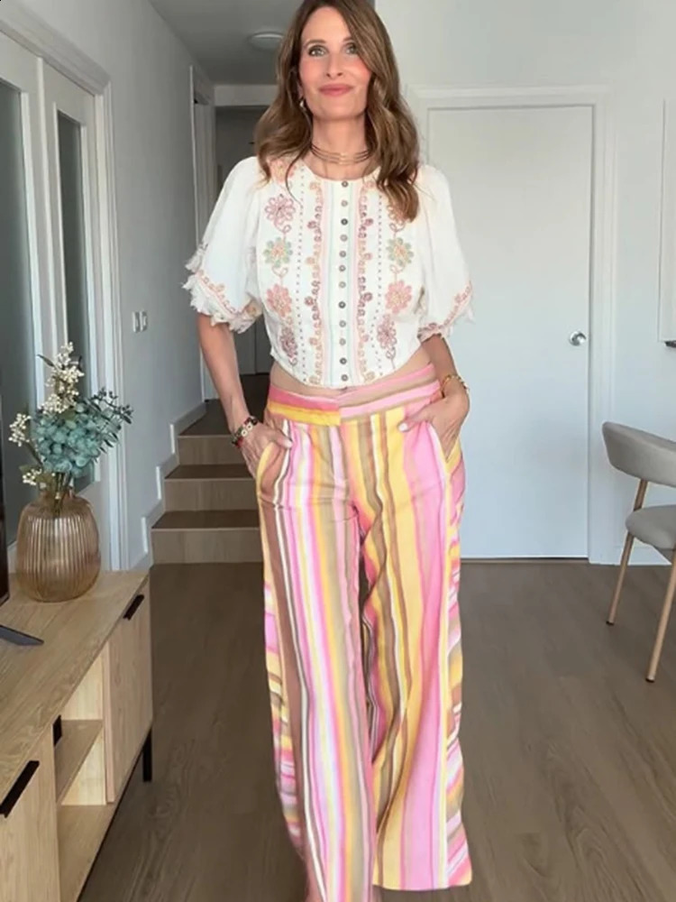 Colorful Striped Low Waist Wide Leg Jeans Slim Fit Flared Hem 2026 Summer Casual Women Denim Pants Trendy Y2K Lady Streetwear 260625 - view 7