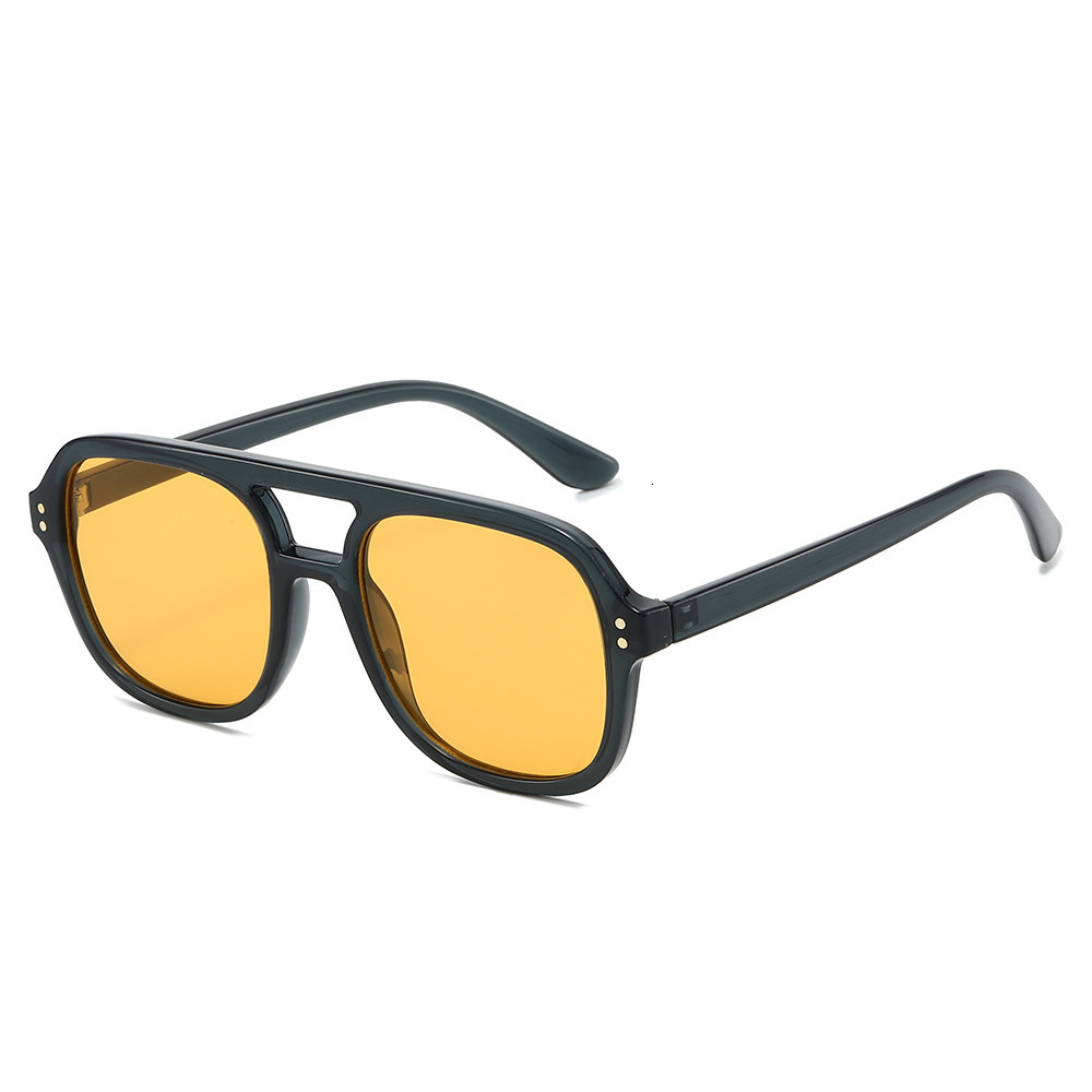 2026 New Fashion Sunglasses With Double Bridge, European And American Retro Simple Square Large Frame Glasses - view 1