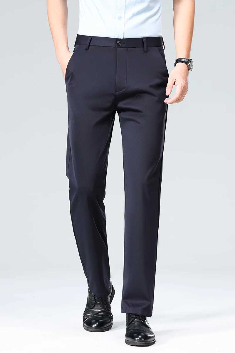 Fit Slim Mens Stretch Black Dress Pants Professional Office Trousers S260626 - view 7