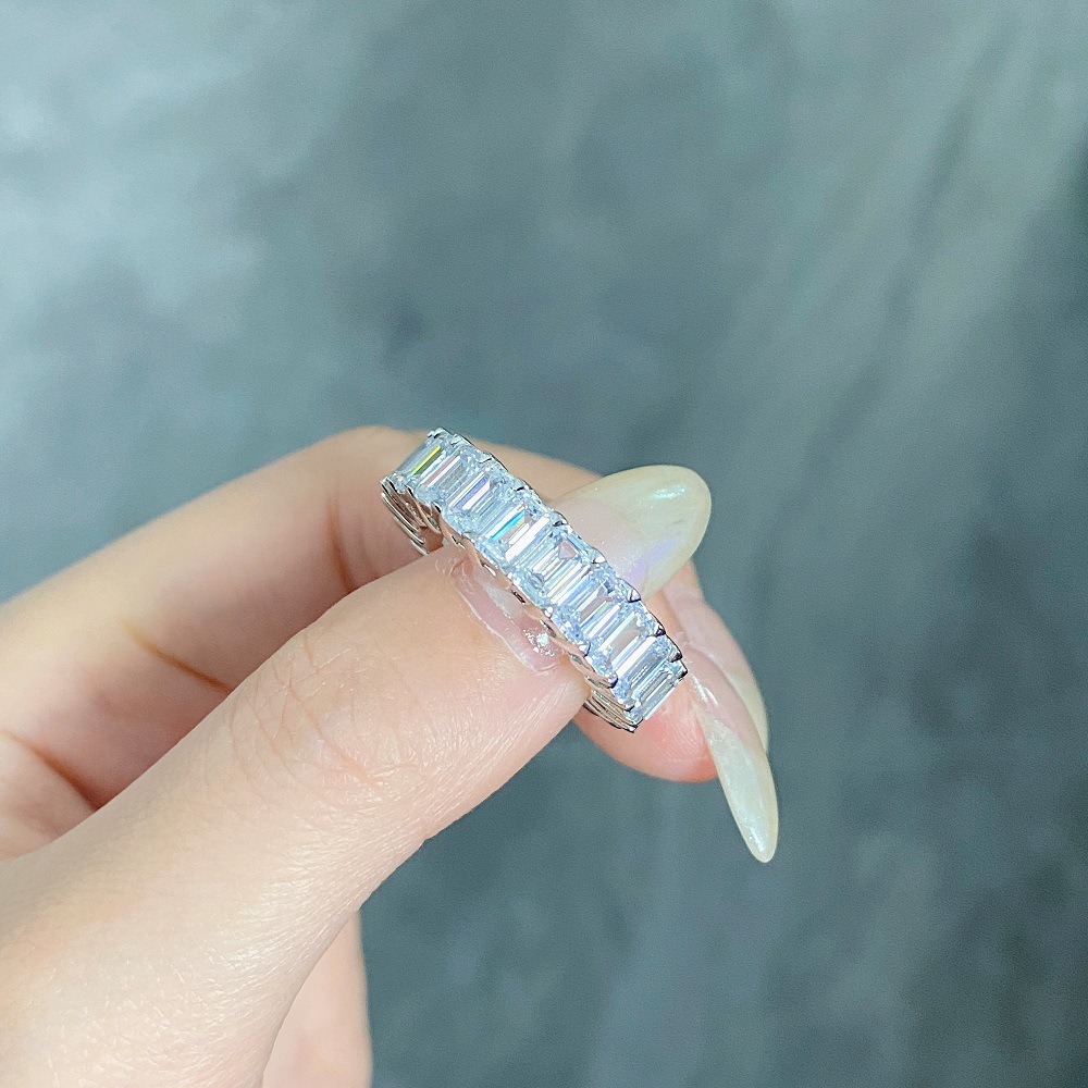 Choucong Ins Top Sell Wedding Rings Tennis Luxury Jewelry Real 100% 925 Sterling Silver Emerald Cut High Carbon Diamond Promise Stackable Women Bridal - view 8