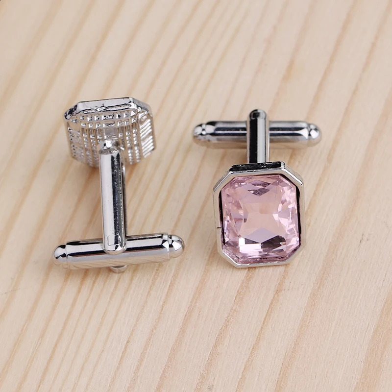 Blue Pink Purple Green Brown Colors Mens Crystal Oblong Cufflinks Elegant Fashion Accessory for Formal Wear 260626 - view 5