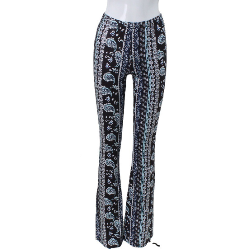 Womens Flare Long Pants Womens Exotic Paisley Print High Waist Elastic Slim Fit Casual Bottom For Women Daily Street Travel Holiday Outfits - view 6