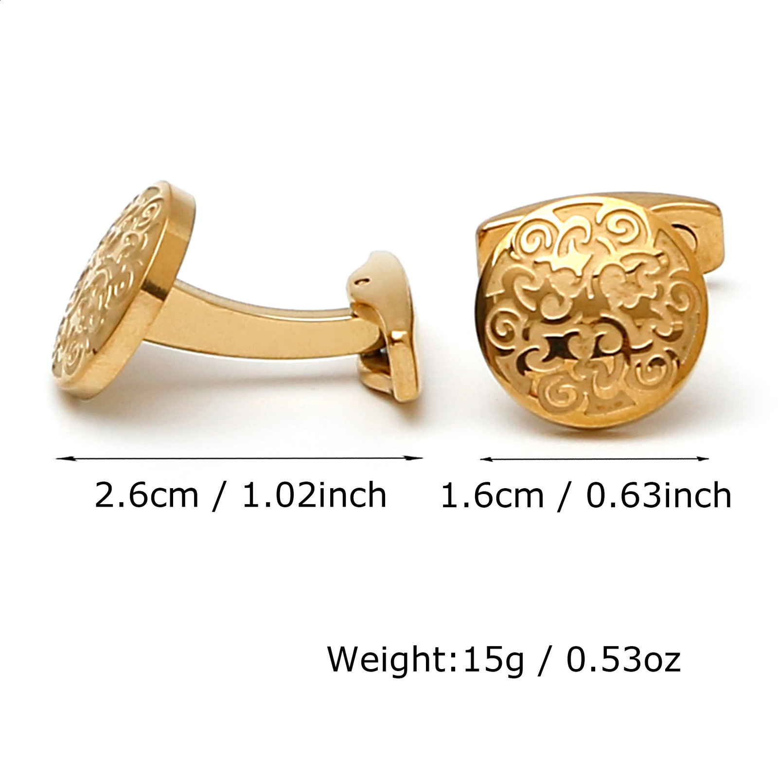 Cufflinks for Men TOMYE XK23044 Cute Pattern Golden Stainless Steel Round Dress Shirt Cuff Links Jewelry 260626 - view 3