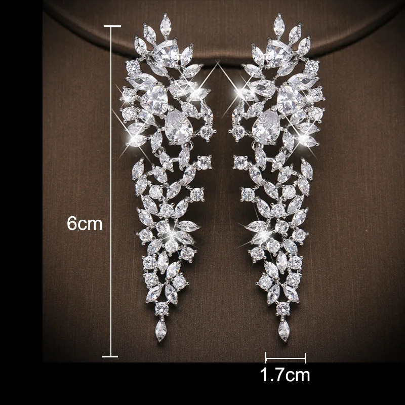 Ekopdee Vintage Teardrop Zircon Drop Earrings For Women Charm Bling Leaf CZ Crystal Earring Wedding Party Fashion Jewelry 260625 - view 5