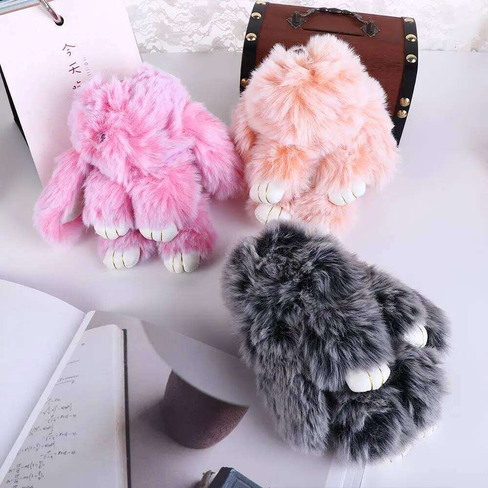 Bags Pendant Jewelry Ornament Fluffy Toy Doll Keyring Plush Bunny Rabbit Fur Keychain 26Y0626 - view 4