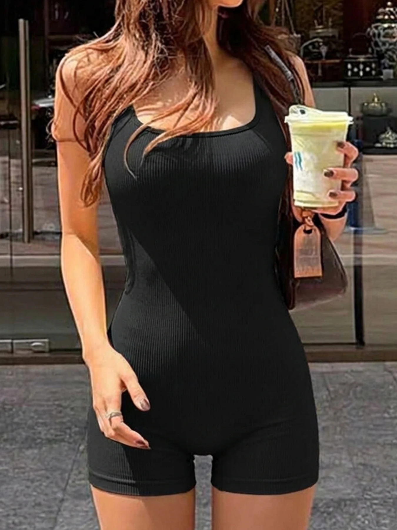 WomenS Square Neck Ribbed JumpsuitsWomens Sleepwear Loungewear 260626