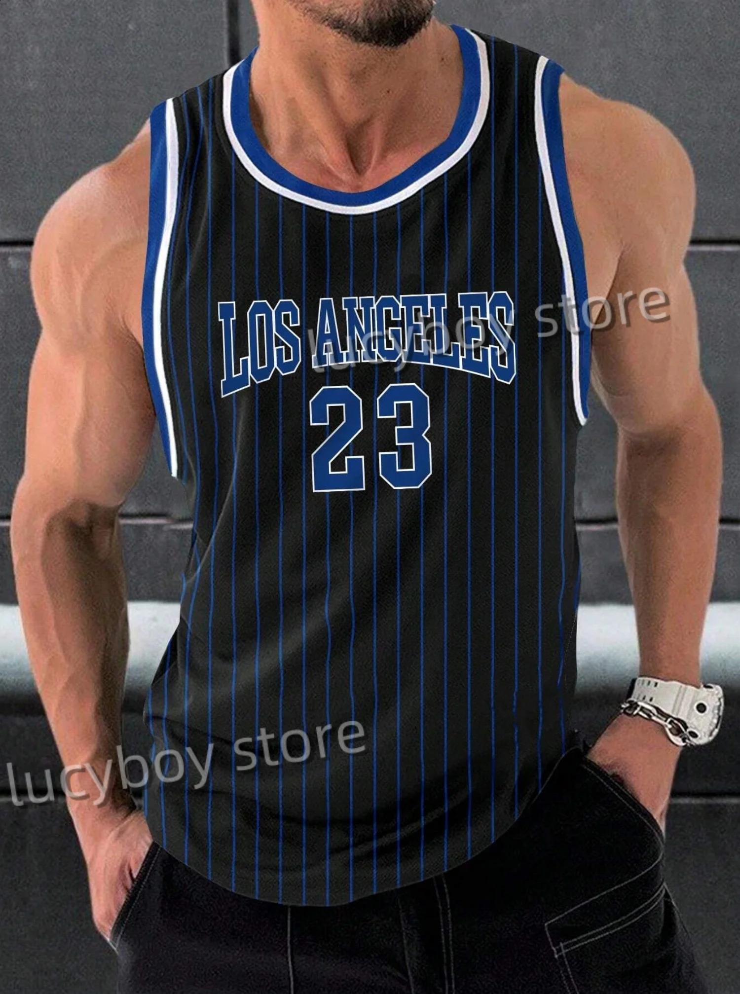 26 SUMMER Mens NO23 LOS ANGELES Graphic Tank Top Sleeveless Vest Men Round Neck Sports Gym Clothing 260626 - view 4