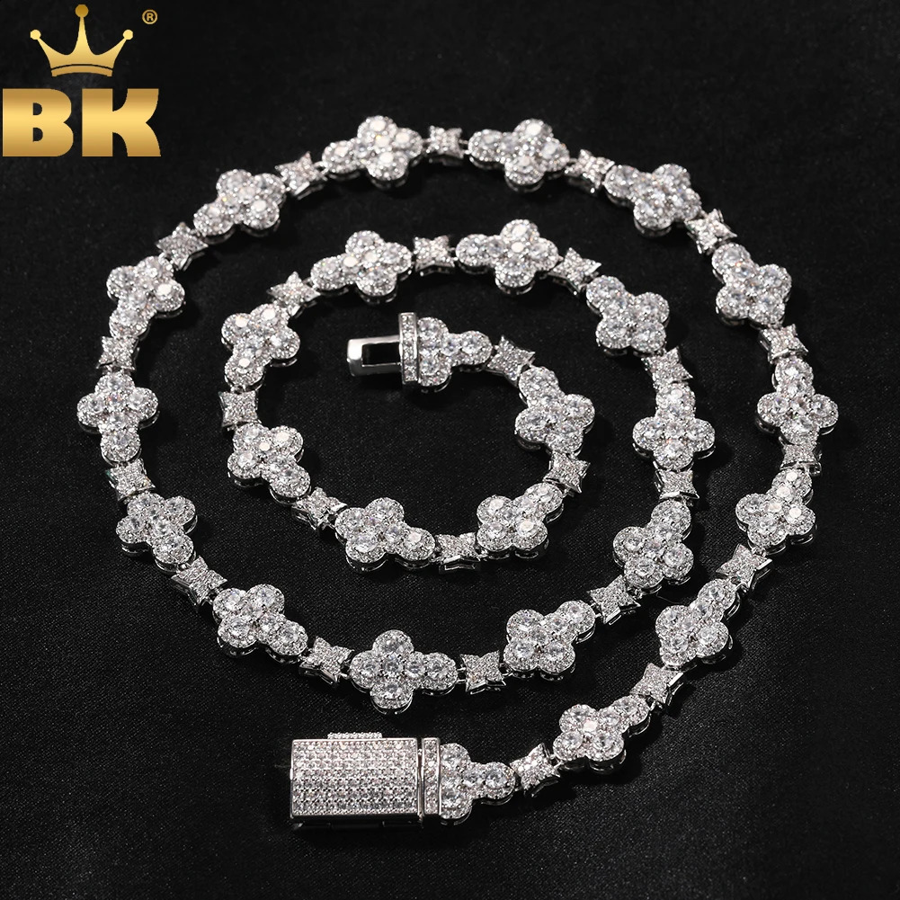 THE BLING KING 10mm Cross Link Chain Necklace Prong Setting 5A Cubic Zirconia Choker HipHop Fashion Jewelry For Party Gift 260626