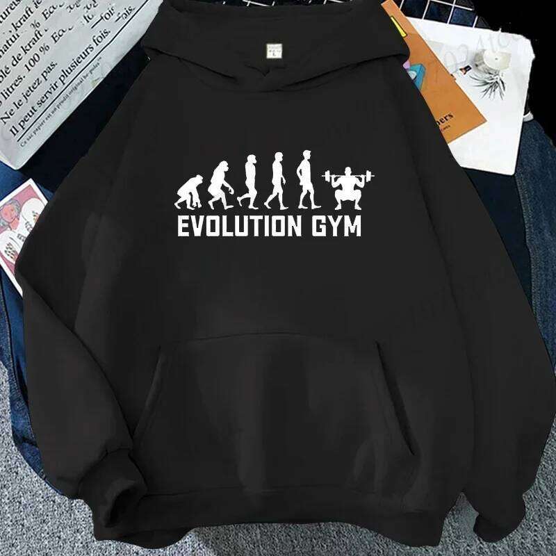 Funny Gym Graphic Sportwear Personalized Men Women Human Evolution Novelty Sweatshirt Fashion Hooded Hoodies W260626