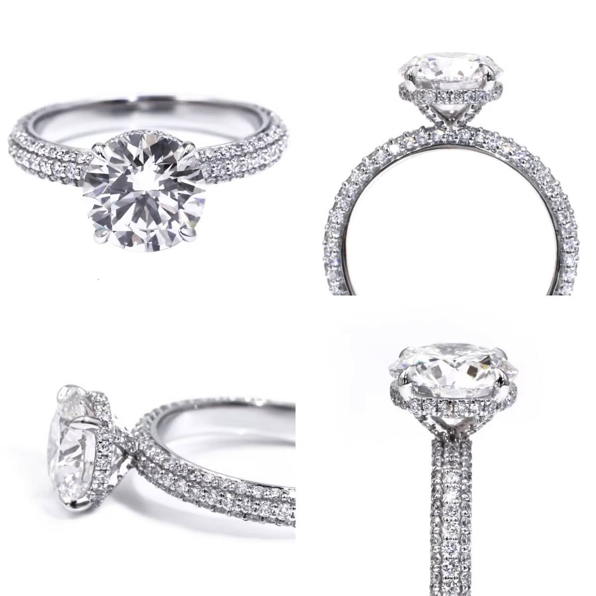 Tianyu Gems Lab Diamond Round Brilliant Cut 85mm DEF VVS 14K Solid White Gold Engagement Ring for Women - view 4