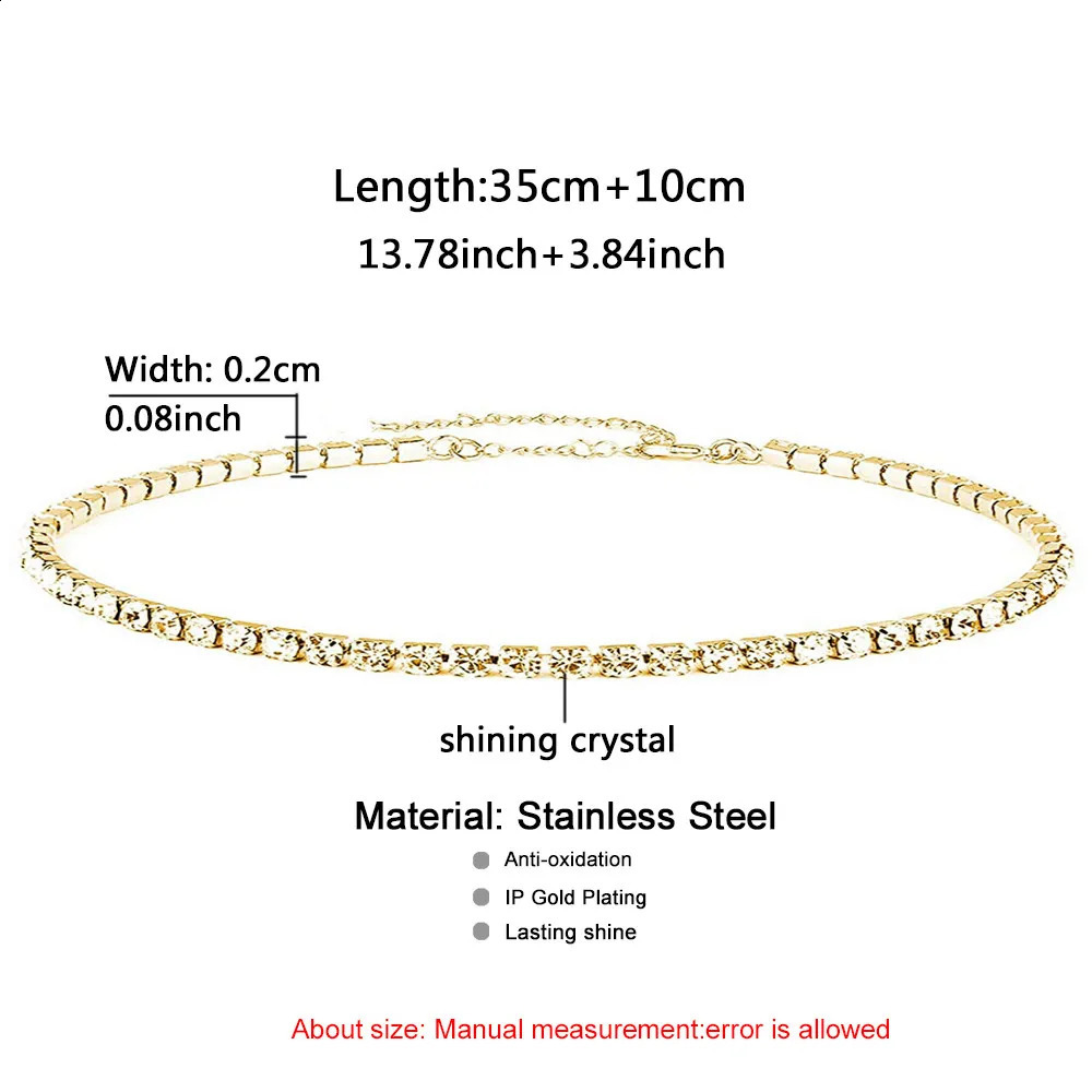 MinaMaMa Minimalist Stainless Steel Crystal Choker For Women Exquisite Rhinestone Chain Tennis Necklaces Jewelry Gifts 260624 - view 3