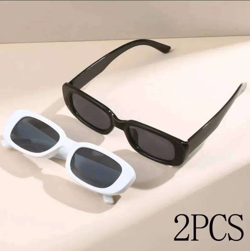 2pcs/set Rectangle Frame Sunglasses For Women Men Candy Color Y2K Fashion Sun Glasses Vintage Outdoor Eyewear UV400 26Y0626