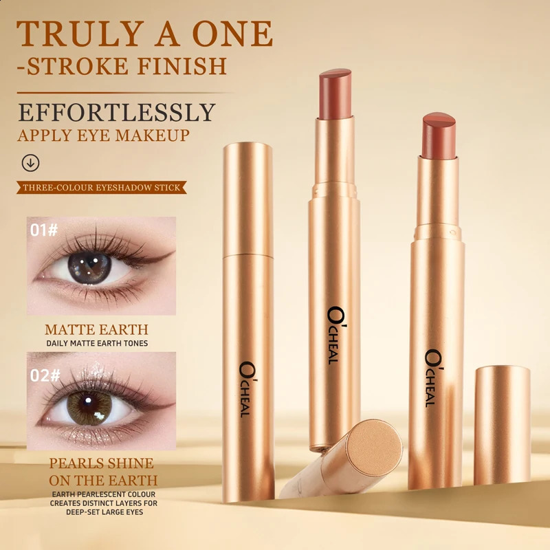 OCHEAL Three Color Eye Shadow Stick Gradient Delicate Shiny Waterproof Glitter Eye Shadow Waterproof Long-Lasting Eye Cosmetics 260626 - view 4