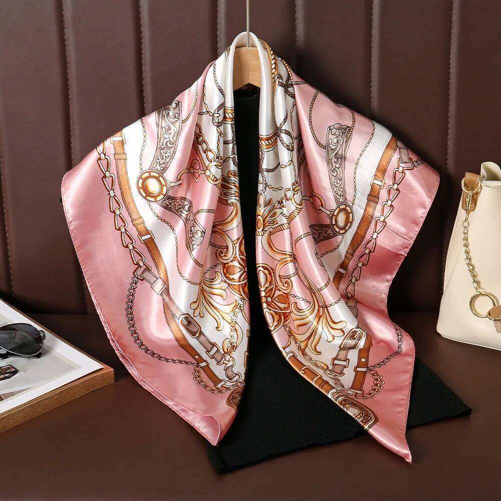 1pcs 90*90cm Square Silk Scarves Women Hijab Shawls Fashion Print Kerchief Femme Foulard Bandana Beach Head Scarf 26Y06226 - view 3