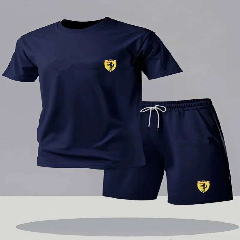 Summer short sleeved comfortable sports suit men's casual round neck T-shirt and shorts two-piece set 26Y0626 - view 3