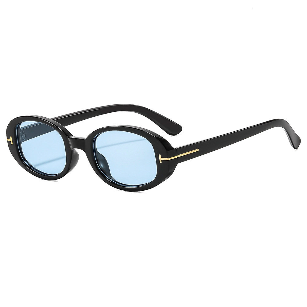 20 European And American Minimalist Oval Small-Frame Sunglasses, Fashionable Street Style Women's Versatile Trendy Sunshade Glasses - view 4