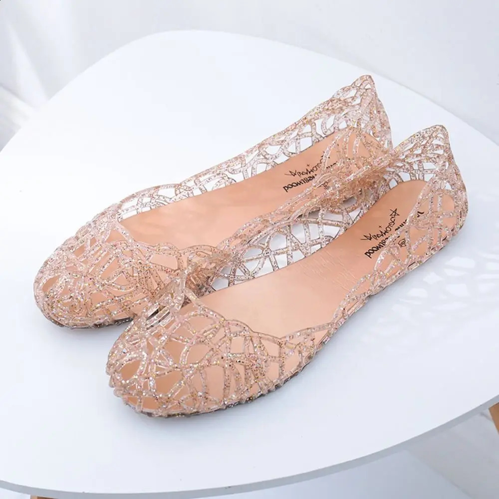 Casual Flatsoled Women Sandals Hollow Out Clear Beach Jelly Shoes Breathable Shallow Mouth Bling Ladies 260626 - view 4