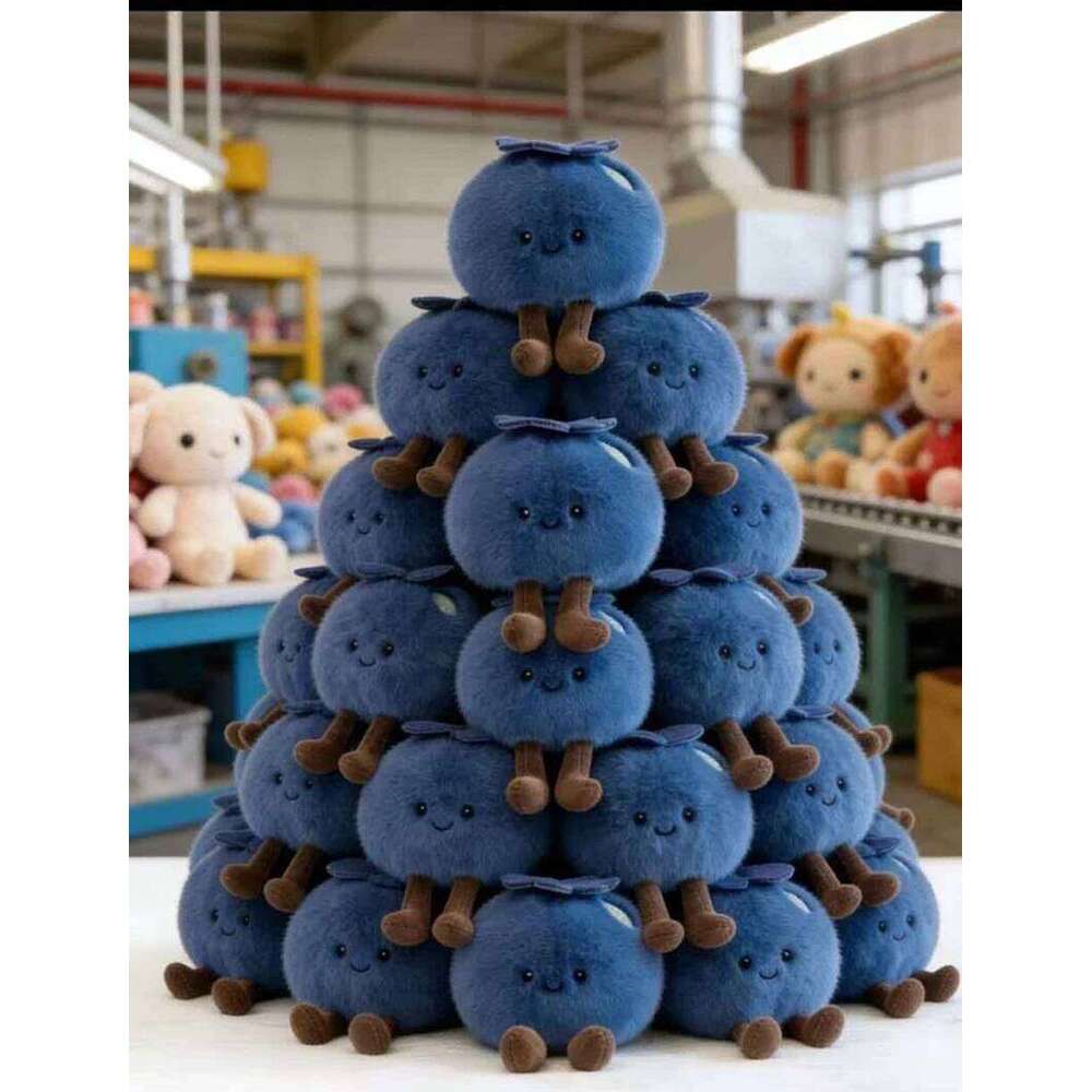 Fluffy Blueberry Plush Keychain Soft Stuffed Doll Toy Bag Pendant Phone Charms Mean 'Block Bad Luck', Home Decor Ornament Gift 26Y0626 - view 5