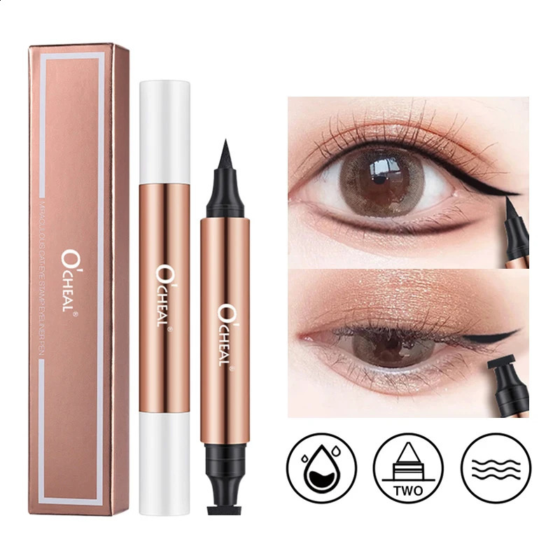 OCHEAL Eyeliner Stamp Black Liquid Eyeliner Pen Waterproof Fast Dry Dual Head Eye Liner Pencil Make-up for Women Cosmetics Tool 260626