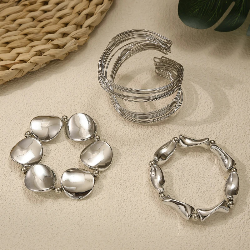 European and American Style Exaggerated Irregular Bracelet Womens Fashion Trend Jewelry Accessories 3 Pieces/set 260625 - view 3