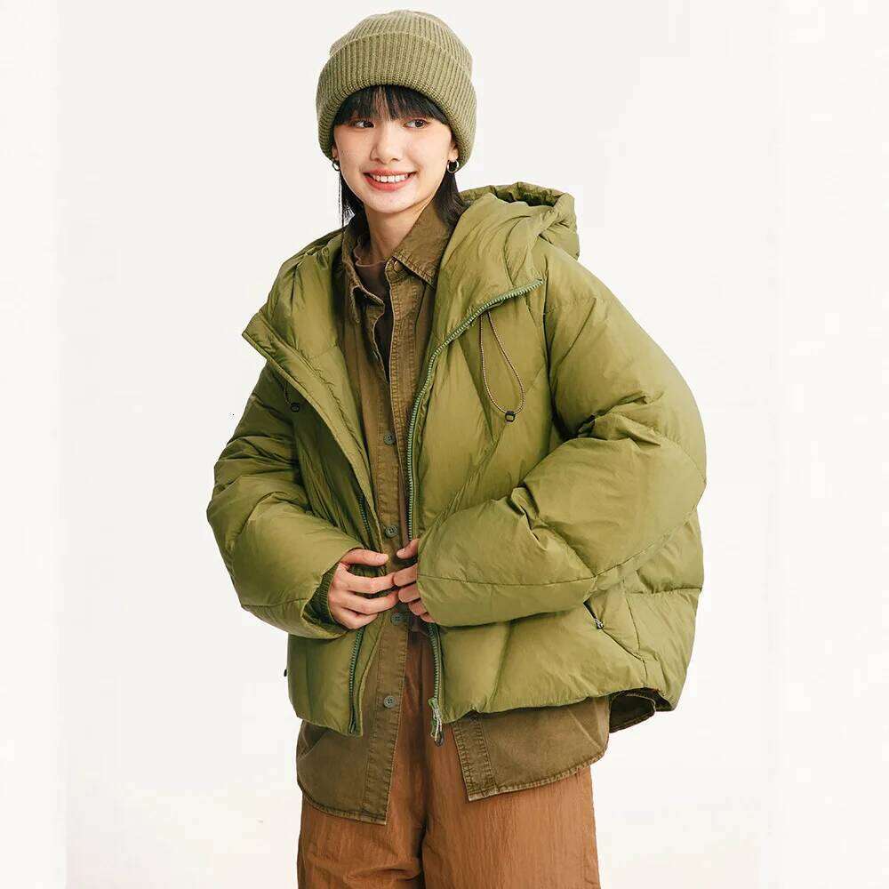 Unisex Avocado Green Puffer Jacket, 90% White Duck Down , Warm Coat, Work Style Triple-Proof W260626 - view 4