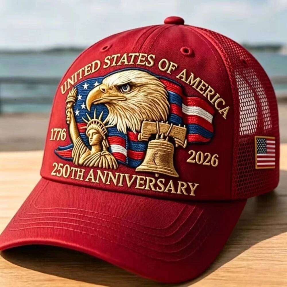 American 250th Anniversary Eagle Print Unisex Adjustable Mesh Cap Summer Outdoor Sun Shade Breathable Baseball Caps W260626 - view 3